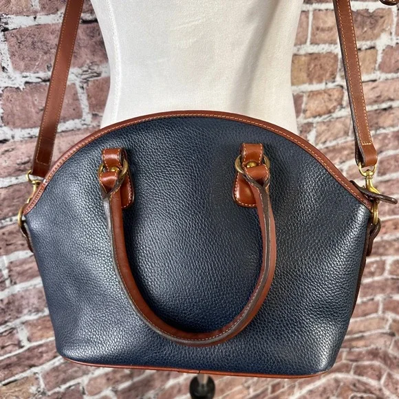 Coach Sheridan Mariel Navy Blue Pebbled Leather Dome Satchel Bag 4228 Vintage - Picture 3 of 16